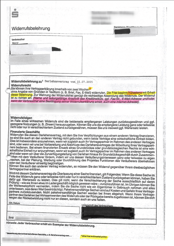 Contrat de crédit Modèle d'information sur la révocation