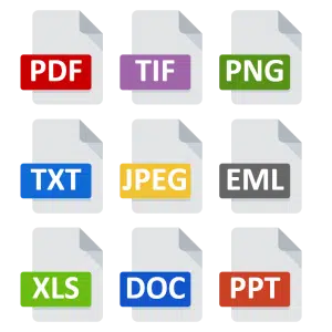 Different file formats of possible input data for the AI