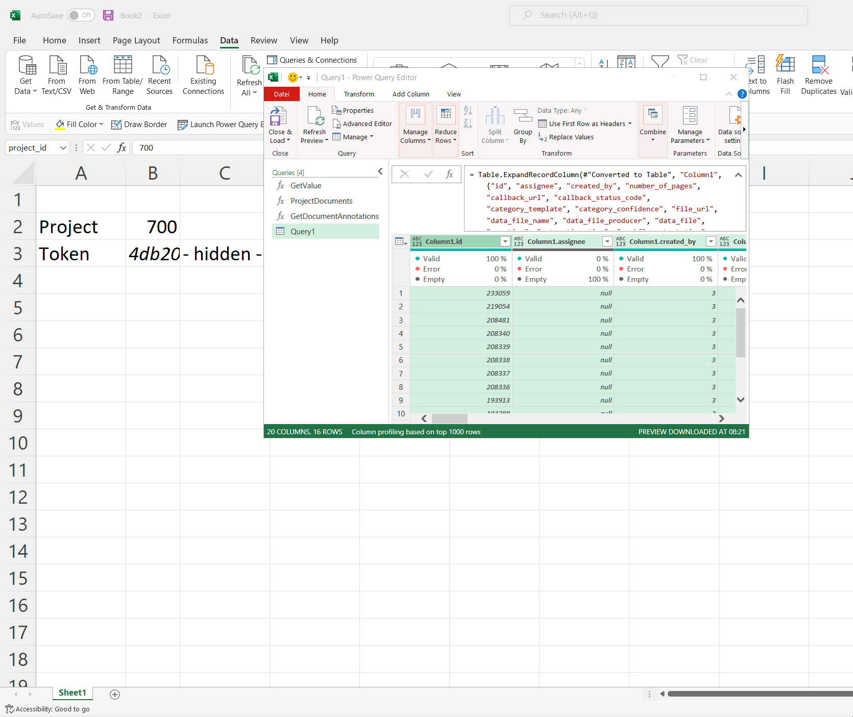 All data from e-mails in Excel at a glance