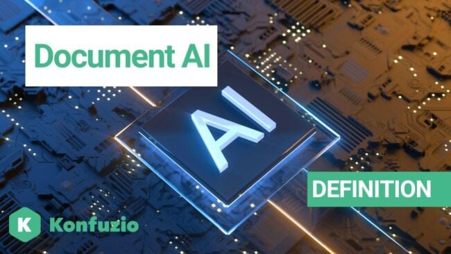 Document AI Definition als Text vor Hardware mit Aufschrift AI
