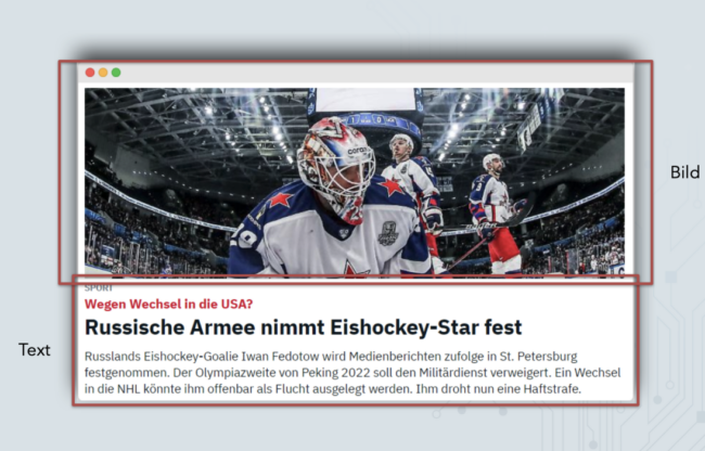 Artículo de periódico sobre hockey sobre hielo