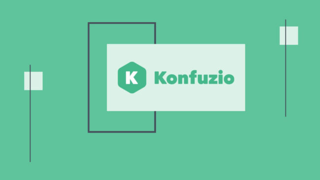 caja verde con logotipo konfuzio