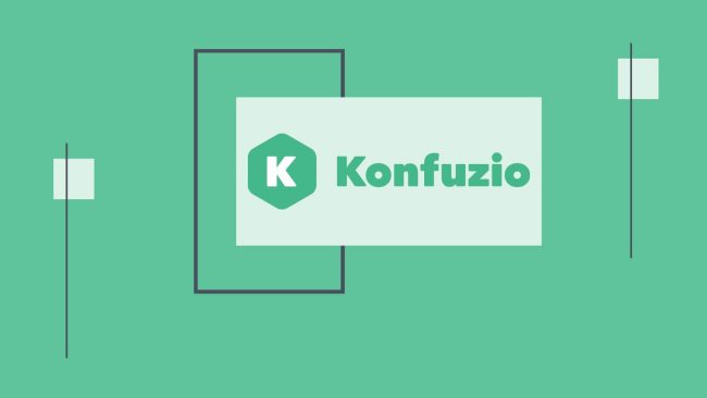 grüner kasten mit konfuzio logo